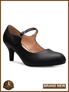 Mary Jane Pumps Low Mid Heels Round Toe Vintage Retro Shoes
